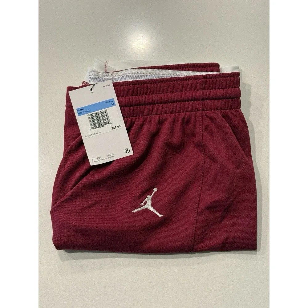 Jordan Stock Overtime Basketball Game Shorts Red White FQ5375-610 Mens Medium
